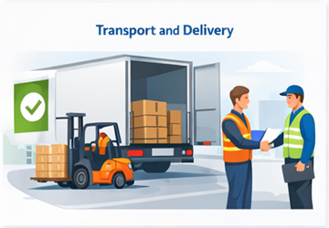 Esecuzione e consegna del trasporto Caricamento della merce, trasporto e conferma di avvenuta consegna